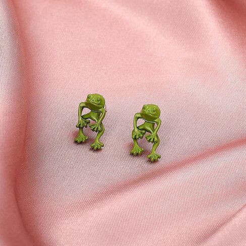Womens Silver Frog Earrings Vintage Frog Shape Earrings Cute Animal Earrings Frog Jewelry Birthday Christmas in Saudi Arabia