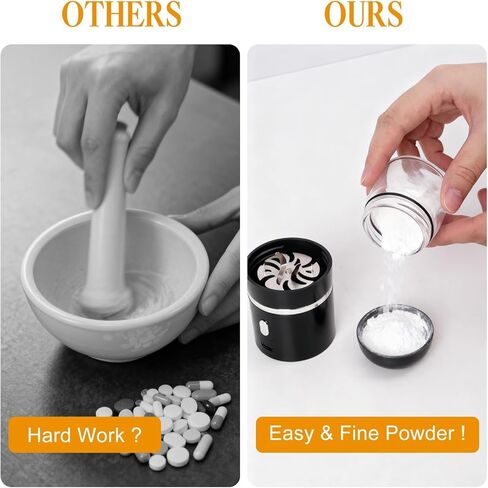Portable Small Electric Pill Crusher, Grind Pills to Fine Powder for Elderly, Rechargeable & Washable, with Safety Lock, Perfect for Pets Nursing Home, with Pill Organizer Travel Essential in Saudi Arabia