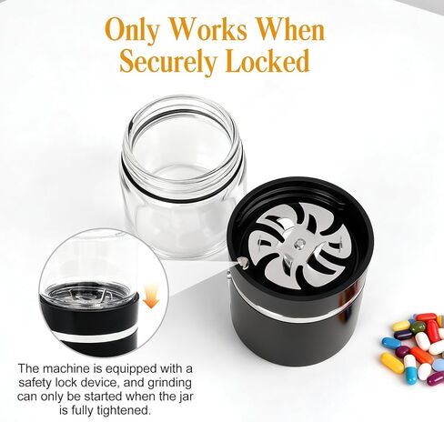 Portable Small Electric Pill Crusher, Grind Pills to Fine Powder for Elderly, Rechargeable & Washable, with Safety Lock, Perfect for Pets Nursing Home, with Pill Organizer Travel Essential in Saudi Arabia