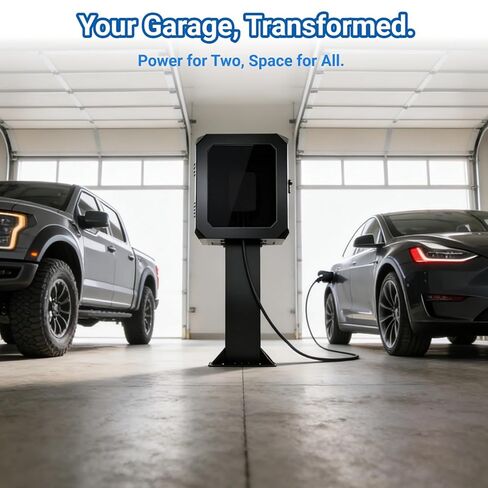 حاوية شاحن EV خارجي مع قفل بكلمة مرور رئيسية، صندوق حماية لشحن المركبات الكهربائية من الفولاذ قائم على الأرض، لوحة أمامية من الزجاج المقسى، مرئية، سهلة التركيب، أسود in Kuwait