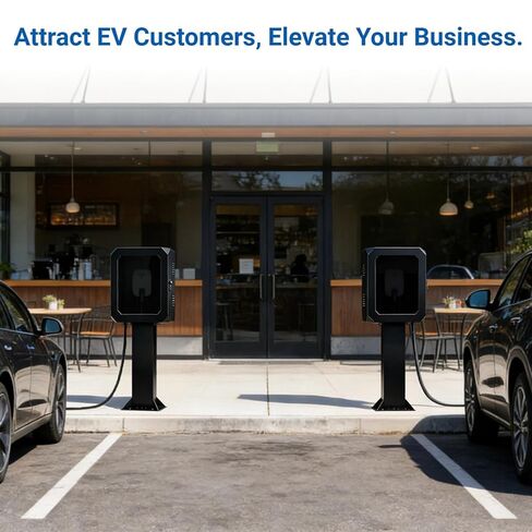 حاوية شاحن EV خارجي مع قفل بكلمة مرور رئيسية، صندوق حماية لشحن المركبات الكهربائية من الفولاذ قائم على الأرض، لوحة أمامية من الزجاج المقسى، مرئية، سهلة التركيب، أسود in Kuwait