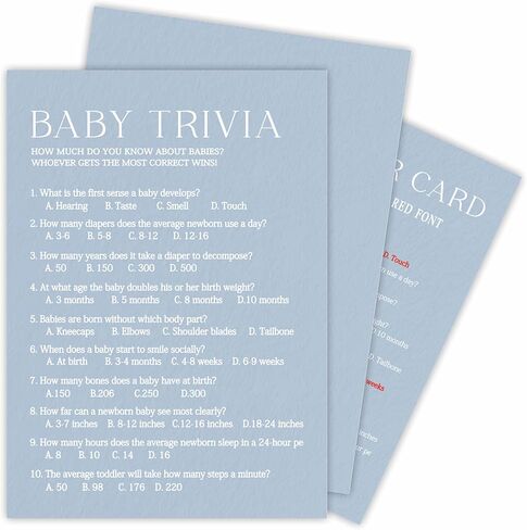 Minimalism Baby Shower Game Kits - Guess Who Mommy Or Daddy - Mist Blue - 30 Fill in Style Game Cards Each Set, Gender Reveal, Baby Announcement, Party Favor & Decor - B03 in Saudi Arabia