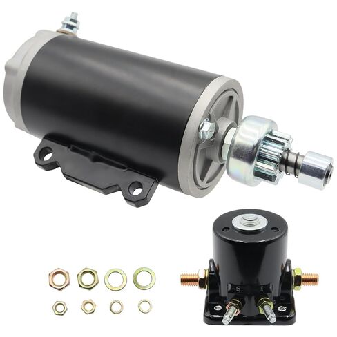 Starter with Relay Replacement for Johnson 85HP 88HP 90HP 100HP 110HP 112HP 115HP 125HP 135HP 140HP, for Evinrude E85 90 100 110 112 115 125 135 140, 385529 389954 585057 20513579TBA in Saudi Arabia