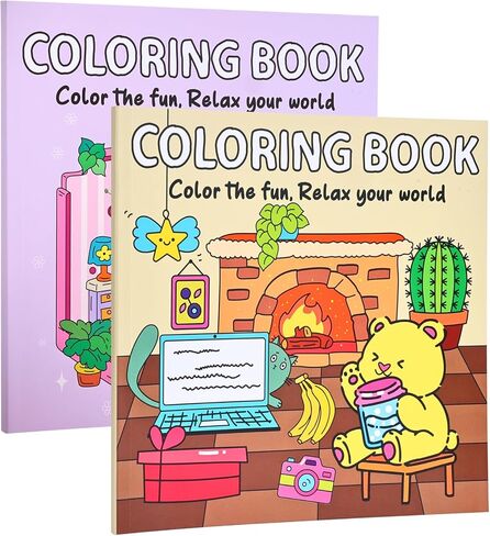 Coloring Book Set for Adults,Cute Coloring Book for Adults Relaxation with 80Patterns, Super Cute Animal Characters with Easy and Simple Designs for Relaxation in Saudi Arabia