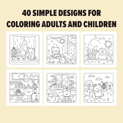 Coloring Book Set for Adults,Cute Coloring Book for Adults Relaxation with 80Patterns, Super Cute Animal Characters with Easy and Simple Designs for Relaxation in Saudi Arabia