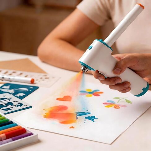 Chamii Marker Airbrush & Graffiti Pen Set: Rechargeable Electric Spray Art Kit with 12 Markers & 5 Stencils – Cordless DIY Creative Gift for Biginner in Saudi Arabia