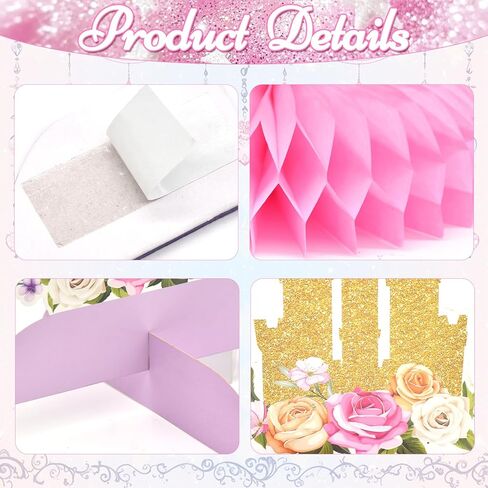 12 Pcs Princess Castle Honeycomb Centerpieces – Little Princess Party Table Decorations with Crowns, Castles, Bows and Hearts for Birthday Party, Baby Shower, and Girl's Fairy Tale Theme Décor in Saudi Arabia