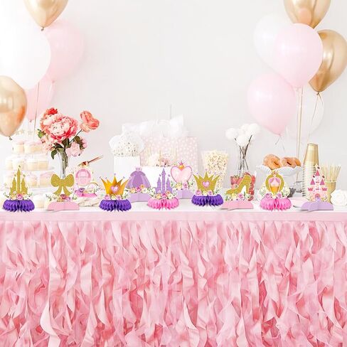 12 Pcs Princess Castle Honeycomb Centerpieces – Little Princess Party Table Decorations with Crowns, Castles, Bows and Hearts for Birthday Party, Baby Shower, and Girl's Fairy Tale Theme Décor in Saudi Arabia