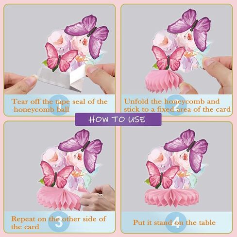 12 Pieces Butterfly Party Centerpieces for Tables Spring Birthday Party Decoration Spring Honeycomb Table Topper Centerpiece Spring Wildflower Theme Party Supplies for Birthday Baby Shower Decorations in Kuwait