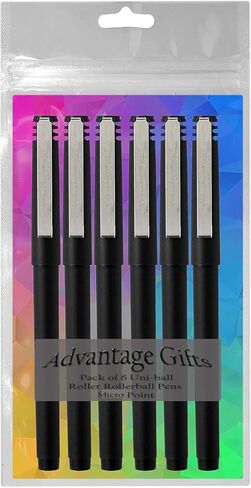 Roller Rollerball Pens, Micro Point (0.5mm), Blue Ink, 6 Count, Bundle with Plastic Reusable Pouch in Saudi Arabia