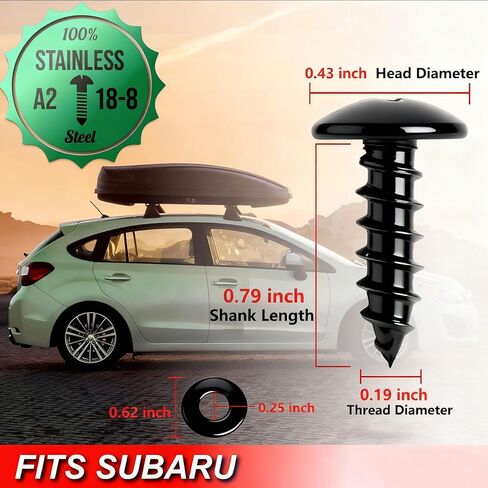 براغي لوحة الترخيص متوافقة مع موديلات Subaru BRZ/Outback/Crosstrek/Forester/WRX (2016/2018/2020) والمزيد، براغي لوحة ترخيص سوداء من الفولاذ المقاوم للصدأ بدرجة 18-8 (A2) in Kuwait