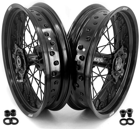 KKE 17'' inch Supermoto Wheels Fit For SUZUKI DRZ400S DRZ400SM 2005-2024 DRZ400 DRZ400E 3.5/4.25 Street Wheels Black Hubs Set in Saudi Arabia