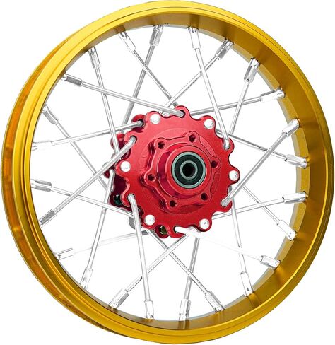 CNC Aluminum Front Wheel V2 For LOSI Promoto MX motorcycle 1:4 Gold (red) in Saudi Arabia