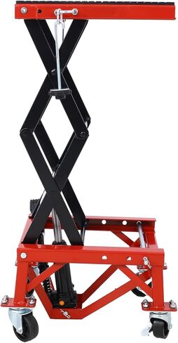 300 lbs Hydraulic Motorcycle Scissor Jack Lift Foot Step Wheels for Small Dirt Bikes Steel Red & Secure Maintenance Storage Outdoor-Ready in Saudi Arabia