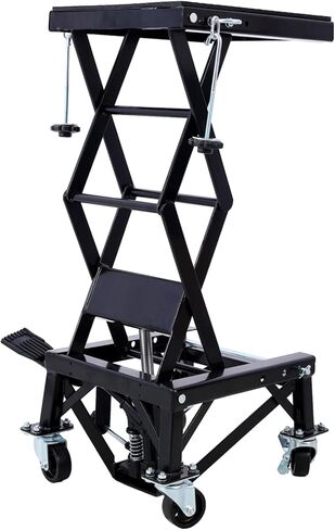 300 lbs Hydraulic Motorcycle Scissor Jack Lift Foot Step Wheels for Small Dirt Bikes,Black Color Steel Black Elevate with Confidence Outdoor Use Design in Saudi Arabia