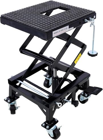 300 lbs Hydraulic Motorcycle Scissor Jack Lift Foot Step Wheels for Small Dirt Bikes,Black Color Steel Black Elevate with Confidence Outdoor Use Design in Saudi Arabia