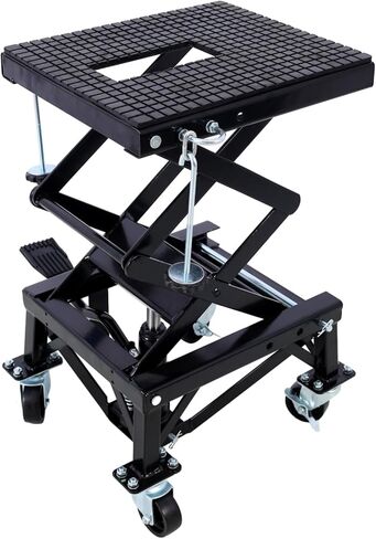 300 lbs Hydraulic Motorcycle Scissor Jack Lift Foot Step Wheels for Small Dirt Bikes,Black Color Steel Black Elevate with Confidence Outdoor Use Design in Saudi Arabia