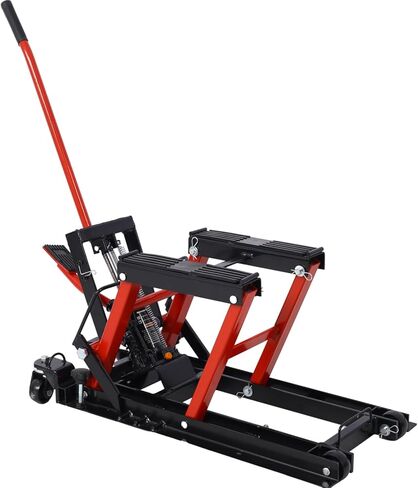 Hydraulic Motorcycle Lift Jack, 1500 LBS Capacity ATV Scissor Lift Jack, Portable Motorcycle Lift Table with 4 Wheels, Hydraulic Foot-Operated Hoist Stand for Motorcycle ATV UTV Powersports in Saudi Arabia