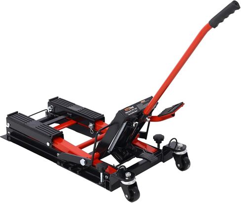 Hydraulic Motorcycle Lift Jack, 1500 LBS Capacity ATV Scissor Lift Jack, Portable Motorcycle Lift Table with 4 Wheels, Hydraulic Foot-Operated Hoist Stand for Motorcycle ATV UTV Powersports in Saudi Arabia