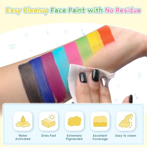 Face Painting Kit, Non-Toxic Face Paint Palette with 33 Colors, Stencils, Brushes, Safe for Sensitive Skin Washable Halloween Makeup Kit for Carnival Party Game Day in Saudi Arabia