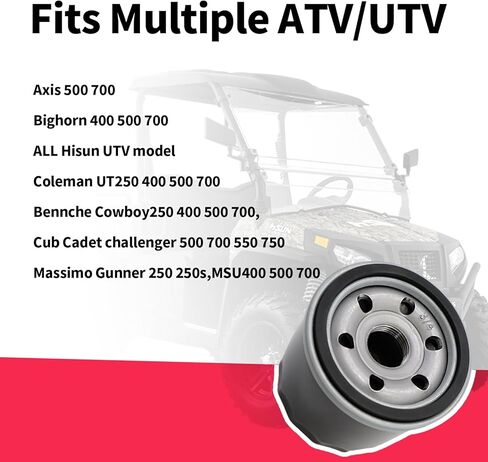 فلتر زيت لـ Hisun 250/400/450/500/550/700/750 ATV UTV، يناسب Massimo، Bennche، Coleman، Cub Cadet، التمساح، Yardsport استبدال OEM 15200-003-0000/15200-F39-0000 (3/4-16 خيط UNF) in Kuwait
