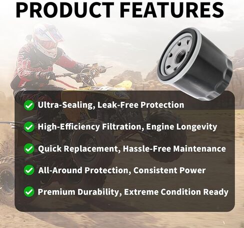 فلتر زيت لـ Hisun 250/400/450/500/550/700/750 ATV UTV، يناسب Massimo، Bennche، Coleman، Cub Cadet، التمساح، Yardsport استبدال OEM 15200-003-0000/15200-F39-0000 (3/4-16 خيط UNF) in Kuwait