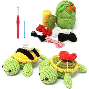 Dakytoo Crochet Kit for Beginners, Amigurumi Crocheting Animal Kits, with Step-by-Step Video Tutorials for Baby Adults Gift- 2 Pack Turtles in Saudi Arabia
