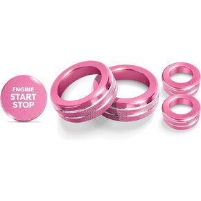 Interior Upgrade Accessories Compatible with 2025-2026 Hyundai Tucson & Santa Cruz (Not Fits SE Trim), 5-Piece Aluminum Knob Cover Trim Kit (Pink) for Push Start, A/C Climate & Volume Knob in Saudi Arabia
