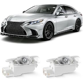 قطعتان من جهاز عرض شعار أضواء باب السيارة لا تتلاشى أبدًا متوافق مع LS/ES/is/LX/RX/GS/GX/RC/UX، مصابيح LED ثلاثية الأبعاد لباب السيارة، مصباح ظلال شبح بدقة 4K HD (أبيض) in Kuwait