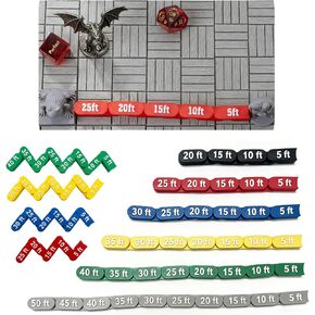 Articulated DND Movement Ruler – 6 Colors & 6 Ranges (20-50 ft) Flexible Chain Measuring Gauge for DND, Pathfinder & Wargaming, Curve & Corner Measuring Tool for Grid Maps, Battle Maps & Game Board in Saudi Arabia