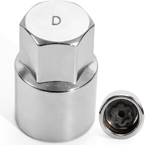D-Type Wheel Locking Nut Remover Tool Compatible with Lexus Toyota Anti-Theft Lug Nut Key Heavy-Duty Steel Socket for Secure Hub Installation Removal Silver Finish Replacement D-Type Wheel Lock Key in Kuwait