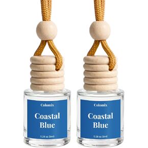 Car Air Fresheners, Colomix Coastal Blue Hanging Car freshener 2 Packs, Essential Oil Auto Odor Eliminator, Long Lasting Natural Scent, Car Aroma Diffuser Accessories for Rearview Mirror in Kuwait