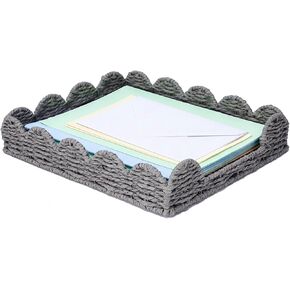 Woven Letter Tray, Paper Tray Organizer for Papers, Documents, Folders, Notebooks, and Stationery, Magazine File Holder, Mail Basket, Desk Organizers and Accessories, Office School Home Storage, Gray in Saudi Arabia