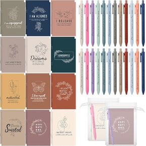 24 Set/48 Pcs Positive Affirmation Gifts Set Mini Notebooks Bulk With Positive Motivational Pens Keychain Organza Bags Encouragement Motivational Inspirational Gifts Bulk For Women Stress Relief Self Care in Kuwait