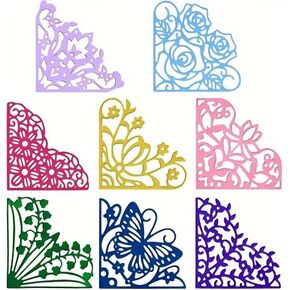 8 Mini Corner Flower Metal Embossing Dies Set, Handmade Card Making Templates for Scrapbooking, Carbon Steel Cutting Mold for Paper Crafts in Kuwait