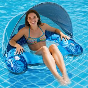 Inflatable Fabric Covered Pool Float Adult with UPF50+ Sunshade Canopy & Cup Holders in Saudi Arabia
