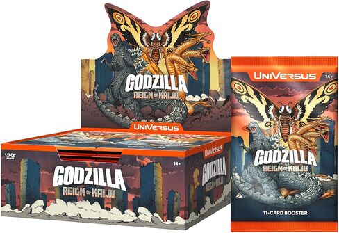 UniVersus: Godzilla: Reign of Kaiju - شاشة عرض معززة - 24 حزمة (11 بطاقة لكل منها)، مبنى Kaiju Battle Deck، لعبة بطاقات قابلة للتجميع، متنوعة عشوائيًا in Kuwait