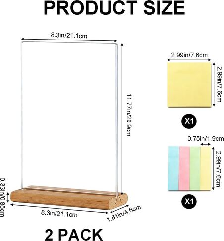 2 PCS Large-Size Monitor Memo Board with Removable Wooden Base, Acrylic Portable Sticky Note Holder for Computer Monitors, Transparent Message Board Sign with Sticky Notes in Saudi Arabia