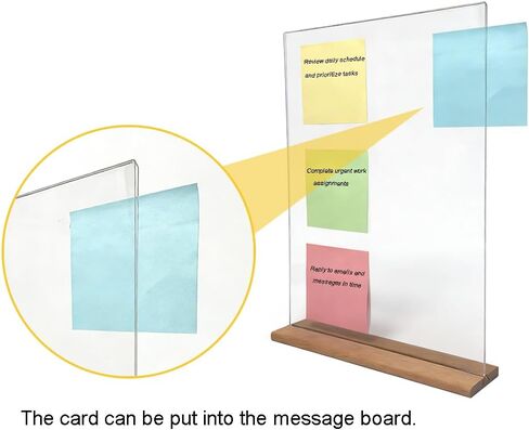 2 PCS Large-Size Monitor Memo Board with Removable Wooden Base, Acrylic Portable Sticky Note Holder for Computer Monitors, Transparent Message Board Sign with Sticky Notes in Saudi Arabia