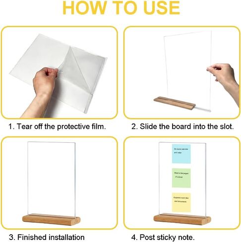 2 PCS Large-Size Monitor Memo Board with Removable Wooden Base, Acrylic Portable Sticky Note Holder for Computer Monitors, Transparent Message Board Sign with Sticky Notes in Saudi Arabia