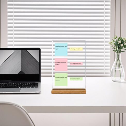 2 PCS Large-Size Monitor Memo Board with Removable Wooden Base, Acrylic Portable Sticky Note Holder for Computer Monitors, Transparent Message Board Sign with Sticky Notes in Saudi Arabia