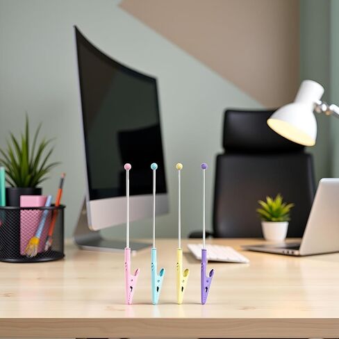 4Pcs Multicolour Stochastic Metal Wire Alligator Clip Metal Note Clip Long-Tailed Alligator Clamp Photo Holder Clip for Card,14.1 * 1.2cm Memo Holders Desk Accessories and Workspace Organizers in Saudi Arabia
