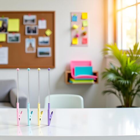 4Pcs Multicolour Stochastic Metal Wire Alligator Clip Metal Note Clip Long-Tailed Alligator Clamp Photo Holder Clip for Card,14.1 * 1.2cm Memo Holders Desk Accessories and Workspace Organizers in Saudi Arabia