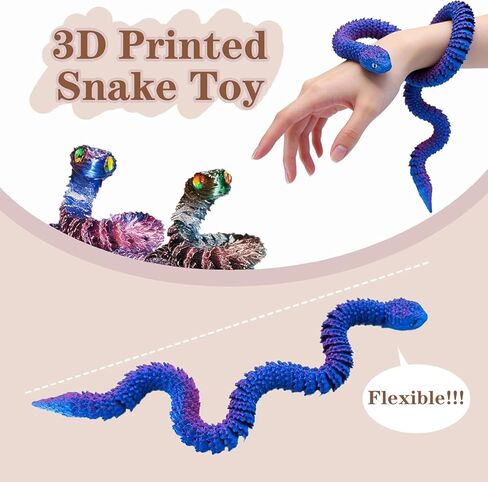 6 Pcs 3D Printed Snake, 12.8 inch Flexible 3D Printed Snake Stuff Decorative for Kids Home Decor Gifts for Valentine's Day Easter Christmas in Saudi Arabia