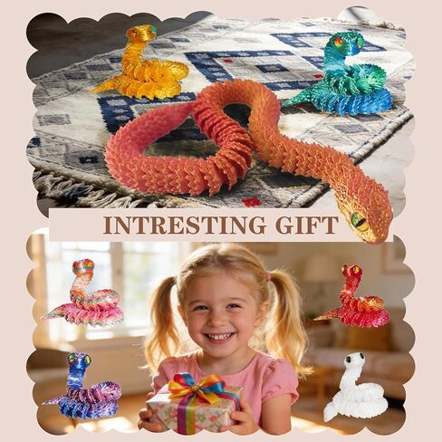 6 Pcs 3D Printed Snake, 12.8 inch Flexible 3D Printed Snake Stuff Decorative for Kids Home Decor Gifts for Valentine's Day Easter Christmas in Saudi Arabia