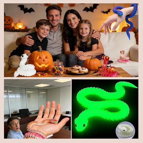 6 Pcs 3D Printed Snake, 12.8 inch Flexible 3D Printed Snake Stuff Decorative for Kids Home Decor Gifts for Valentine's Day Easter Christmas in Saudi Arabia