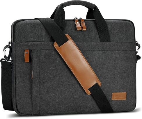 ESTARER Mens Messenger Bag 17-17.3 Inch Laptop Bag Water-resistant Canvas, College/Work/Travel Computer Shoulder Bag with Pencil Case Pouch, Dark Grey in Saudi Arabia