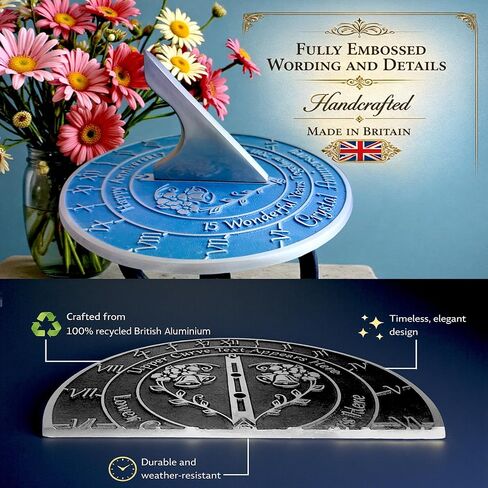Anniversary Sundial Gift for 15th Crystal Wedding Anniversary in 2026 - Recycled Metal Home Decor Or Garden Present Idea - Handmade in UK for Him, Her Parents Or Couples 15 Year Celebration in Saudi Arabia