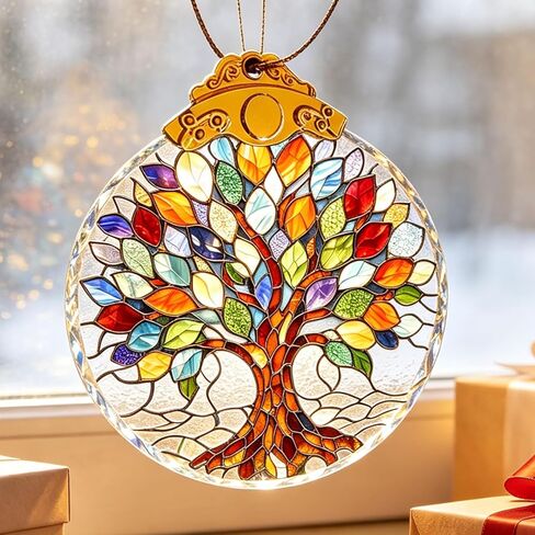 Stained Glass Window Hanging, Crystal Teddy Bear Ornament 2.8 * 2.8 * 0.2 Inch,Handmade Suncatcher Decoration Gift for Women,Man,Friends,Home Decor,Window Doors in Saudi Arabia