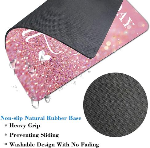Inspirational Quote Mouse Pad - Begin Each Day with a Grateful Heart, Pink Glitter Cute Desk Mat for Girl/Women Motivational Non-Slip Mousepad Office Accessory in Saudi Arabia